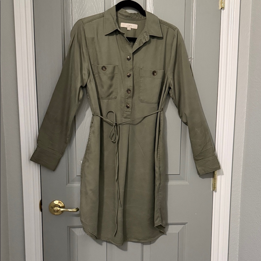 LOFT Sage Green Shirt Dress